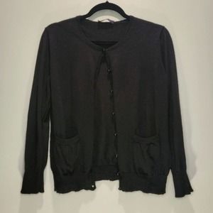 Piazza Sempione Cashmere Silk Blend Cardigan Modern Soft Luxe Long Sleeve Crop